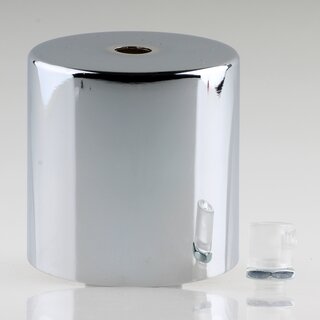 Lampen Deckenbaldachin 62x63mm Zylinderform Metall verchromt mit Zugentlastung Kunststoff transparent