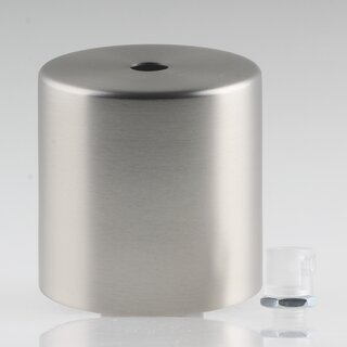 Lampen Deckenbaldachin 62x63mm Zylinderform Metall Edelstahloptik mit Zugentlastung Kunststoff transparent