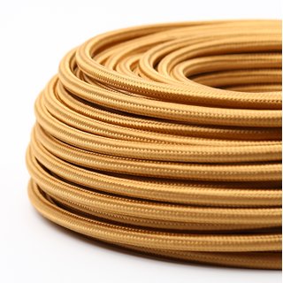 Textilkabel-Stoffkabel gold 3-adrig 3x1,0 mit Stahlseil...