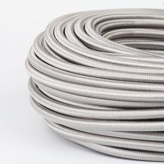 Textilkabel-Stoffkabel silber 3-adrig 3x0,75 mit Stahlseil zur Zugentlastung