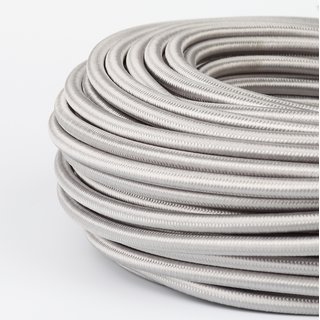 Textilkabel-Stoffkabel silber 3-adrig 3x1,0 mit Stahlseil zur Zugentlastung