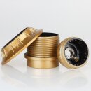 E27 Bakelit-Lampenfassung gold lackiert mit Außengewinde, Unterring & Zugentlaster