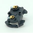 E27 Bakelit-Lampenfassung gold lackiert mit Außengewinde, Unterring & Zugentlaster