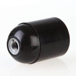 E27 Bakelit Lampenfassung schwarz mit Glattmantel und Zugentlaster M10x1 IG