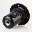 E27 Bakelit Lampenfassung schwarz mit Teilgewindemantel, Wippschalter und Zugentlaster chrom M10x1 IG