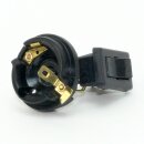 E27 Bakelit Lampenfassung schwarz mit Teilgewindemantel, Wippschalter und Zugentlaster chrom M10x1 IG