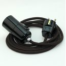 Textilkabel Pendel braun E27 Bakelit Vintage Fassung mit...
