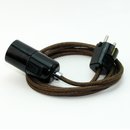 Textilkabel Pendel braun metallic E27 Bakelit Vintage...