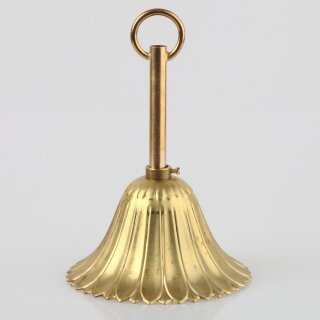 Lampen Baldachin – Metall Messing roh, Ø 100 mm × H 57 mm, mit Leuchtenaufhängung 10er Pendelrohr