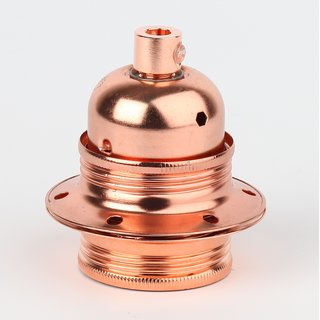 E27 Fassung Metall kupfer mit Auengewinde inkl. Metall Zugentlaster und Schraubringe