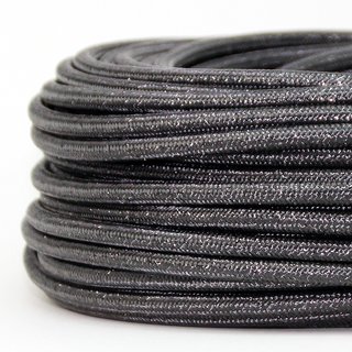 Textilkabel Stoffkabel grau metallic 3-adrig 3x0,75 Gummischlauchleitung 3G 0,75 H03VV-F textilummantelt