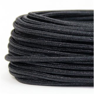 Textilkabel Stoffkabel schwarz metallic 3-adrig 3x0,75 Gummischlauchleitung 3G 0,75 H03VV-F textilummantelt