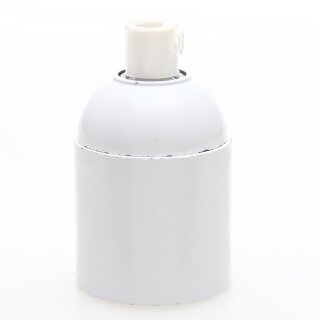 E27 Bakelit Fassung weiß mit Glattmantel Zugentlaster Kunststoff weiss