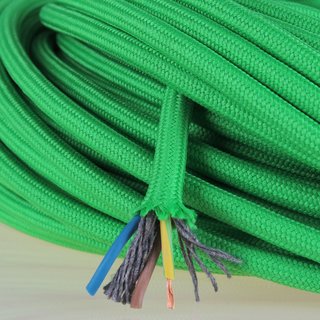 Textilkabel Stoffkabel kiwi-grn 3-adrig 3x0,75 Zug-Pendelleitung S03RT-F 3G0,75 