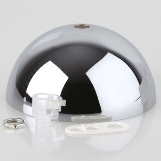 Lampen Baldachin Metall verchromt 50  100 mm mit transparentem Kunststoff-Zugentlaster