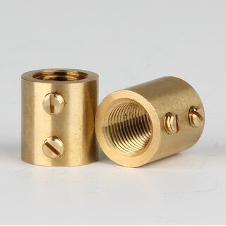 M10x1 Messing Verbindungsmuffe &ndash; Gewinde-Adapter, roh unbehandelt, mit 2x M4 Quergewinde