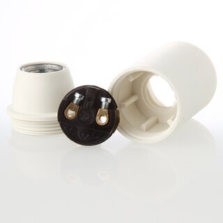 E14 Thermoplast-Lampenfassung wei mit Glattmantel und M10x1 Innengewinde