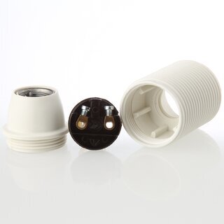 E14 Thermoplast-Lampenfassung wei mit Auengewinde und M10x1 Innengewinde