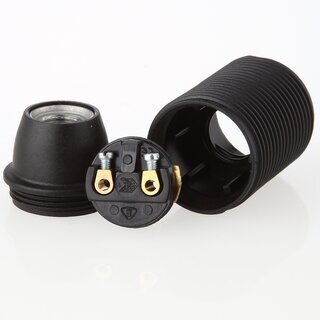 E14 Thermoplast-Lampenfassung schwarz mit Auengewinde und M10x1 Innengewinde