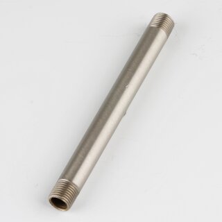 M10x1 Lampen Pendelrohr Nickel matt – 100 mm – Edelstahloptik – beidseitig Außengewinde