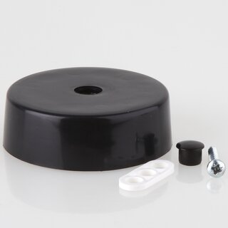 Lampen Verteiler-Baldachin-Set &ndash; Kunststoff schwarz,  70 mm, Hhe 25 mm, seitlich 6 Loch-Optionen
