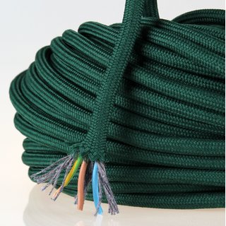 Textilkabel Stoffkabel dunkelgrn 3-adrig 3x0,75 Zug-Pendelleitung S03RT-F 3G0,75