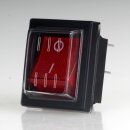 Einbau-Wippschalter rot beleuchtet 2-polig EIN/AUS 30x22mm 250V/16A mit PVC-Schutzkappe