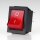 Einbau-Wippschalter rot beleuchtet 2-polig EIN/AUS 30x22mm 250V/16A mit PVC-Schutzkappe