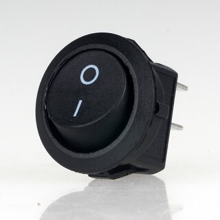 Einbau-Wippschalter schwarz 1-polig EIN/AUS 250V/6A rund Einbauma 19mm unbeleuchtet