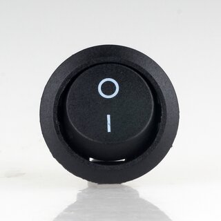 Einbau-Wippschalter schwarz 1-polig EIN/AUS 250V/6A rund Einbauma 19mm unbeleuchtet