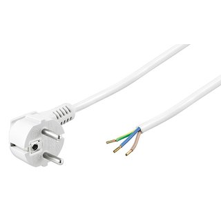 1,5 m Netzkabel Anschlusskabel 3x0,75mm wei mit Schutzkontakt Winkel-Stecker