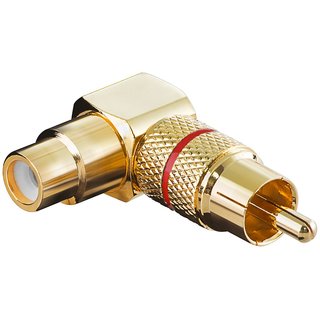 Audio-Adapter vergoldet Cinchstecker auf Cinch Kupplung Farbring rot