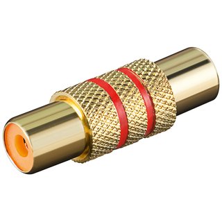 Audio-Adapter Cinch Kupplung auf Cinch Kupplung vergoldet Farbringe rot