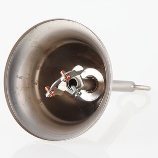 Lampen Baldachin &ndash; Metall nickel matt, Tulpenform  90 mm  H 61 mm, mit Leuchtenaufhngung fr 10er Pendelrohr