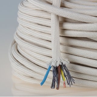 Textilkabel Stoffkabel elfenbein 3-adrig 3x0,75 Zug-Pendelleitung S03RT-F 3G0,75