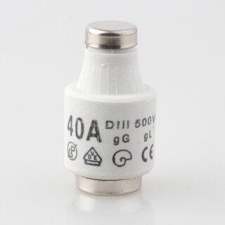 Diazed Sicherungseinsatz DIII 40A 500V &ndash; Schmelzeinsatz gL &ndash; 10 Stck