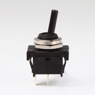 Lampen Einbau-Kippschalter M12 &ndash; 1-polig, AUS, 6A/250V, Flachstecker 4,8 mm, schwarz