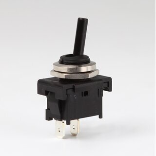 Lampen Einbau-Kippschalter M12 &ndash; 1-polig, AUS, 6A/250V, Flachstecker 4,8 mm, schwarz