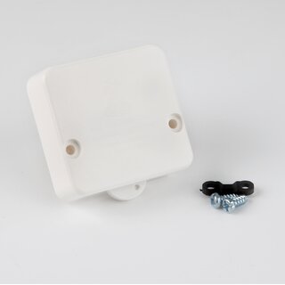 Einbau-Truhentaster wei &ndash; 1-polig, 230V/2A, mit Gehuse und Zugentlastung, Interbr 50x50 mm