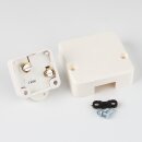 Einbau-Truhentaster weiß – 1-polig, 230V/2A, mit Gehäuse und Zugentlastung, Interbär 50x50 mm