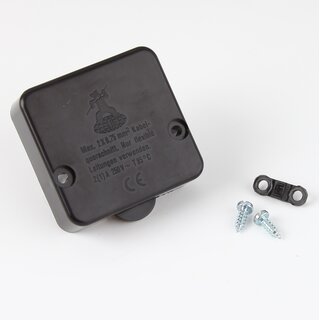 Einbau-Truhentaster schwarz &ndash; 1-polig, 230V/2A, mit Gehuse und Zugentlastung, Interbr 50x50 mm