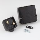 Einbau-Truhentaster schwarz – 1-polig, 230V/2A, mit Gehäuse und Zugentlastung, Interbär 50x50 mm