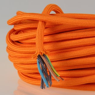 Textilkabel Stoffkabel orange 3-adrig 3x0,75 Zug-Pendelleitung S03RT-F 3G0,75 