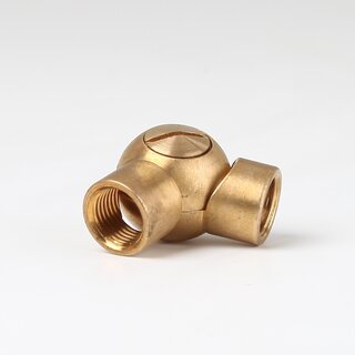 Lampen Kugelgelenk 19x33 mm, Messing roh, M10x1 Innengewinde auf M10x1 Innengewinde 90 kippbar