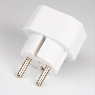 Steckdosen Adapter Schutzkontaktstecker- Adapter, wei mit 2 Eurosteckdosen