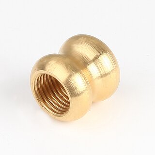 Ziermuffe 15x15 mm Messing &ndash; Lampen- und Leuchtenzubehr, M10x1 Durchgangsgewinde, roh unbehandelt
