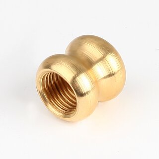 Ziermuffe 15x15 mm Messing &ndash; Lampen- und Leuchtenzubehr, M10x1 Durchgangsgewinde, roh unbehandelt