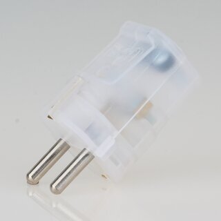 Schutzkontakt-Stecker transparent &ndash; 250V/16A &ndash; mit Schraubkontakten und Zugentlastung