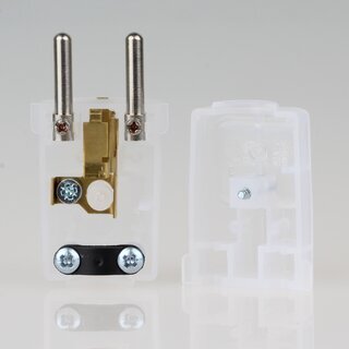Schutzkontakt-Stecker transparent &ndash; 250V/16A &ndash; mit Schraubkontakten und Zugentlastung