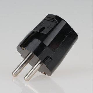 Schutzkontakt-Stecker schwarz &ndash; 250V/16A Bakelit-Optik &ndash; mit Schraubkontakten und Zugentlastung, Kaiser